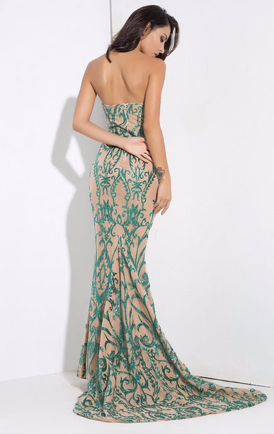 Saints & Sinners Green Glitter Strapless Maxi Dress - Fashion Genie Boutique