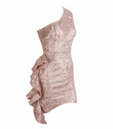 Sweeter Than Sugar Nude Glitter Embellished Frill Mini Dress - Fashion Genie Boutique