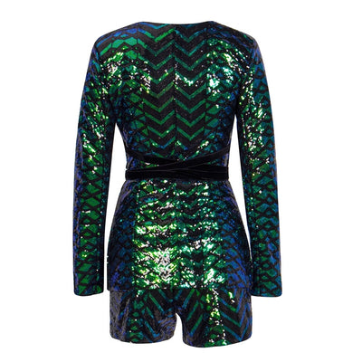 Dusk Till Dawn Green Iridescent Sequin Blazer & Shorts Co-Ord - Fashion Genie Boutique