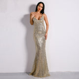 Prima Donna Gold Sequin Fishtail Maxi Dress - Fashion Genie Boutique