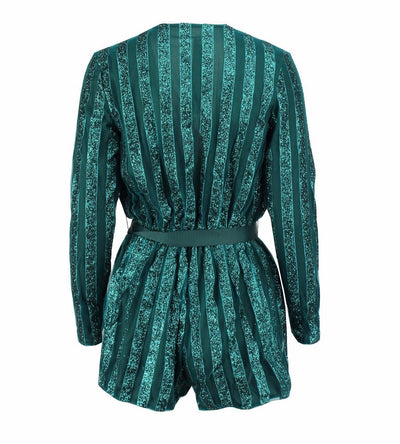 Sally Green Stripe Glitter Playsuit - Fashion Genie Boutique