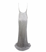 Iconic Silver Sequin Double Split Maxi Party Gown Dress - Fashion Genie Boutique