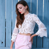 Lace and Love White Long Sleeve Crop Top - Fashion Genie Boutique