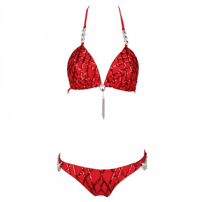 Sunrise Swimmer Red Glitter Bikini Swimsuit - Fashion Genie Boutique