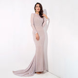 Making Moves Green Long Sleeve Glitter Maxi Gown Dress - Fashion Genie Boutique
