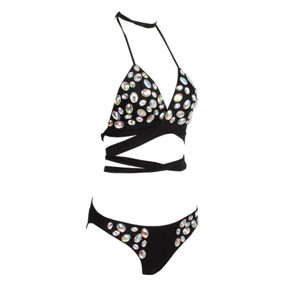 Gracie Black Crystal Embellished Bikini - Fashion Genie Boutique