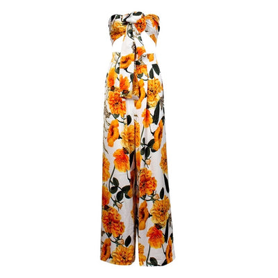 Paris Pursuit Strapless Crop Top & Wide Leg Trousers Co-Ord - Fashion Genie Boutique