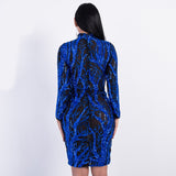 Feeling Alive Blue Sequin Long Sleeve Mini Dress - Fashion Genie Boutique