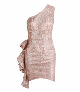 Sweeter Than Sugar Nude Glitter Embellished Frill Mini Dress - Fashion Genie Boutique