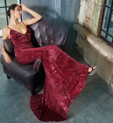 Love On Me Burgundy Sequin Maxi Party Gown Dress - Fashion Genie Boutique