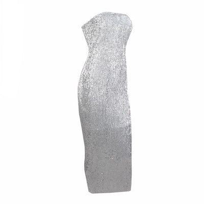 Glam Doll Silver Strapless Sequin Midi Dress - Fashion Genie Boutique
