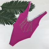 Midsummer Memories Hot Pink Crystal Fringe Swimsuit - Fashion Genie Boutique