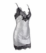 Miss Mayfair Black And Silver Lace Mini Dress - Fashion Genie Boutique
