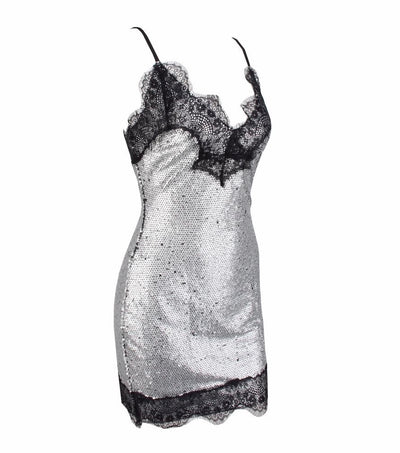 Miss Mayfair Black And Silver Lace Mini Dress - Fashion Genie Boutique