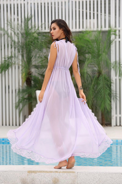 Summer Sun Lavender Chiffon Maxi Cover Up - Fashion Genie Boutique