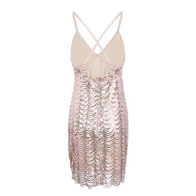 California Girls Rose Gold Scallop Sequin Mini Dress - Fashion Genie Boutique