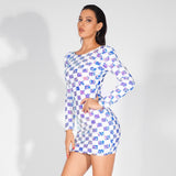 Check Mate White Iridescent Sequin Long Sleeve Dress - Fashion Genie Boutique