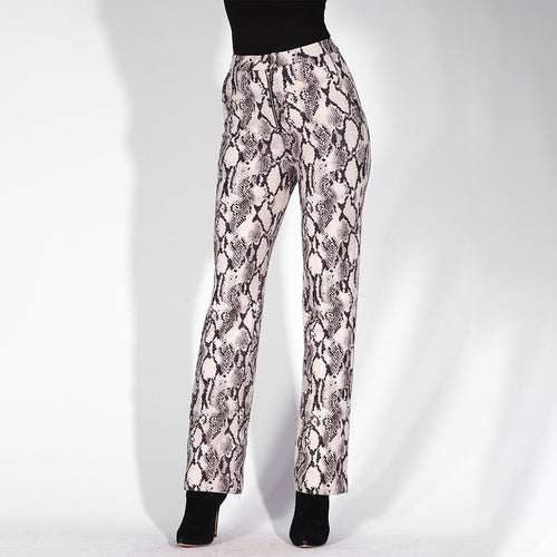 Take It Easy Grey Snake Print Skinny Trousers - Fashion Genie Boutique