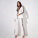 Girl Boss White Stripe Blazer & Trousers Co-Ord - Fashion Genie Boutique