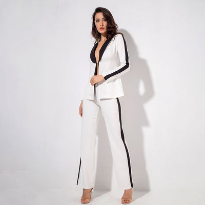 Girl Boss White Stripe Blazer & Trousers Co-Ord - Fashion Genie Boutique