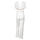 Love Spell White Mesh Strap Jumpsuit - Fashion Genie Boutique
