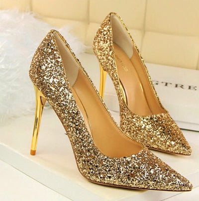 Till the Glitter Ends Gold High Heels - Fashion Genie Boutique