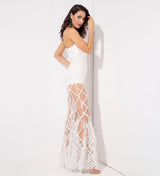 Light As A Feather White Strapless Feather Maxi Dress - Fashion Genie Boutique