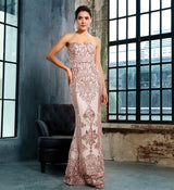 Godiva Gold Strapless Sequin Maxi Fishtail Dress - Fashion Genie Boutique