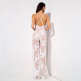 Bad Gal White Sequin Split Leg Jumpsuit - Fashion Genie Boutique