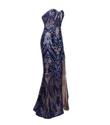 Sweet Vision Blue Strapless Sequin Spilt Maxi Gown Dress - Fashion Genie Boutique