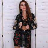 Dream Keeper Black Faux Leather Embroidered Jacket - Fashion Genie Boutique
