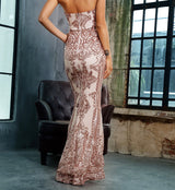 Godiva Gold Strapless Sequin Maxi Fishtail Dress - Fashion Genie Boutique