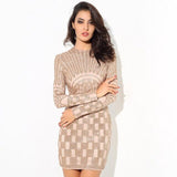 Gatsby Gold Glitter Embellished Long Sleeve Mini Dress - Fashion Genie Boutique