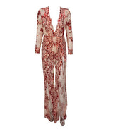 Lady Boss Red Sequin Long Sleeve Split Leg Jumpsuit - Fashion Genie Boutique