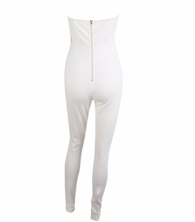 Evening In Rome White Military Strapless Jumpsuit - Fashion Genie Boutique