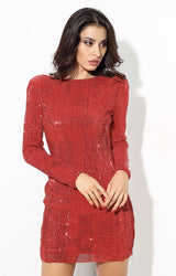 Glam Life Red Sequin Long Sleeve Mini Dress - Fashion Genie Boutique