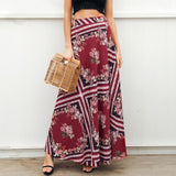 Joanna Burgundy Elegant Jersey Maxi Skirt - Fashion Genie Boutique