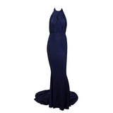 Pop Star Navy Pleated Maxi Fishtail Gown Dress - Fashion Genie Boutique
