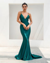 In Your Dreams Green Maxi Satin Gown Dress - Fashion Genie Boutique