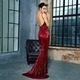 Love On Me Burgundy Sequin Maxi Party Gown Dress - Fashion Genie Boutique