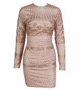 Alassia Black & Nude Glitter Long Sleeve Mini Dress - Fashion Genie Boutique