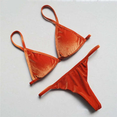 Jocelyn Burgundy Velvet Bikini Swimsuit - Fashion Genie Boutique