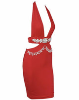 Envy Red Crystal Embellished Bodycon Mini Dress - Fashion Genie Boutique
