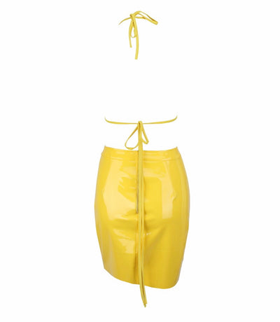 Pin Up Yellow Crop Top & Mini Skirt Co-Ords - Fashion Genie Boutique
