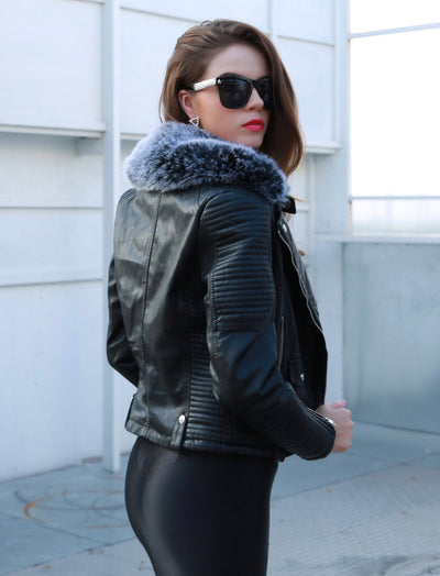 Love Takes Two Black Faux Leather Embroidered Jacket - Fashion Genie Boutique