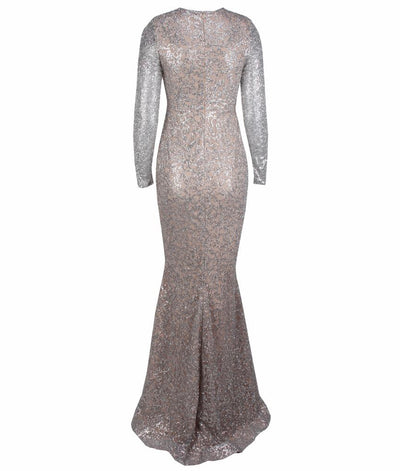 Spellbound Red Glitter Fishtail Long Sleeve Maxi Dress - Fashion Genie Boutique