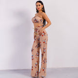 It’s A Match Nude Floral Two Piece Trousers & Crop Top Co-Ord - Fashion Genie Boutique