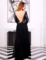 Highness Black Sequin Embellished Chiffon Maxi Dress - Fashion Genie Boutique