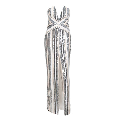 Cuddle Me Crazy Multi Stripe Strapless Split Maxi Dress - Fashion Genie Boutique