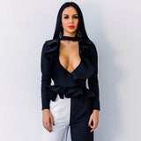 Our First Kiss Black Frill Wrap Front Choker Top - Fashion Genie Boutique